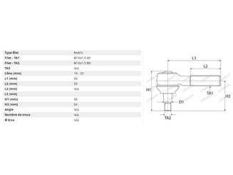 TRANSMISSION ET PONT - PONT AVANT ET DIRECTION - ROTULE 16X1.5G CONE 18/20 MM