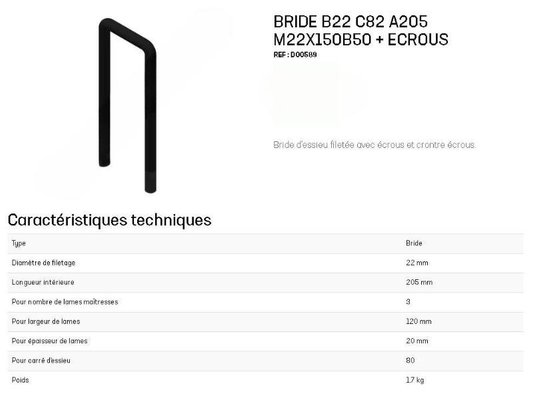 BOULONNERIE QUINCAILLERIE - COLLIERS BRIDES SILENBLOC - BRIDE DE FIXATION 80X80 M22