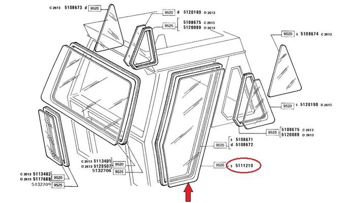 CABINE ET CARROSSERIE - VITRES CABINE ET JOINTS - VITRE FUME
