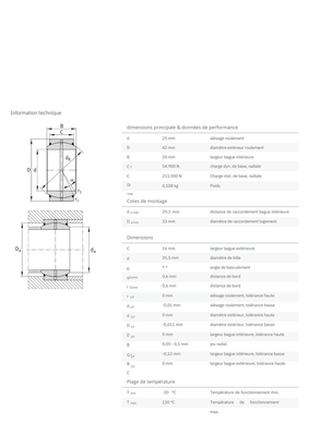 HYDRAULIQUE ENTRAINEMENT - ROULEMENTS - ROULEMENT PLAT SPHERIQUE
